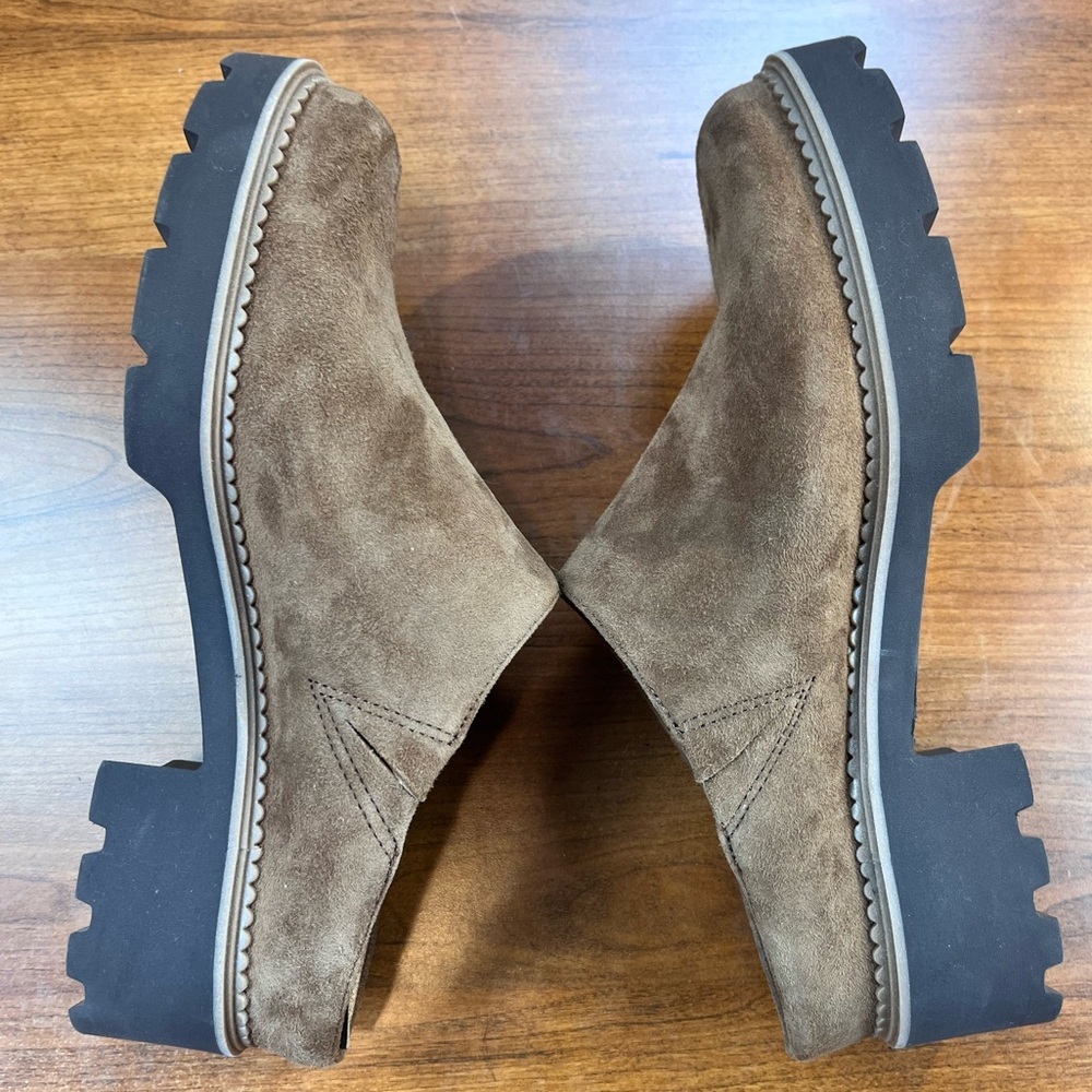 Vionic Fairfax Suede Tan Slip On Mules Clogs Sz 7.5 Lug Soles Orthopedic Insoles - Picture 11 of 15